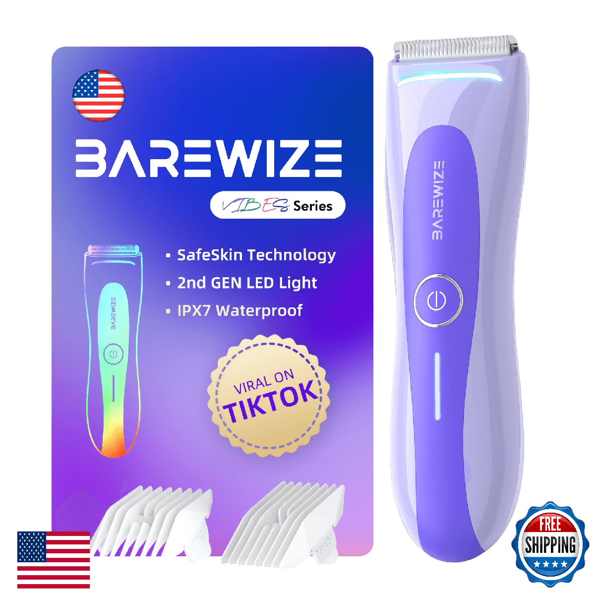 BAREWIZE Bikini Trimmer for Women, Electric Shaver for Women | LED Light, IPX7 W - Image 1