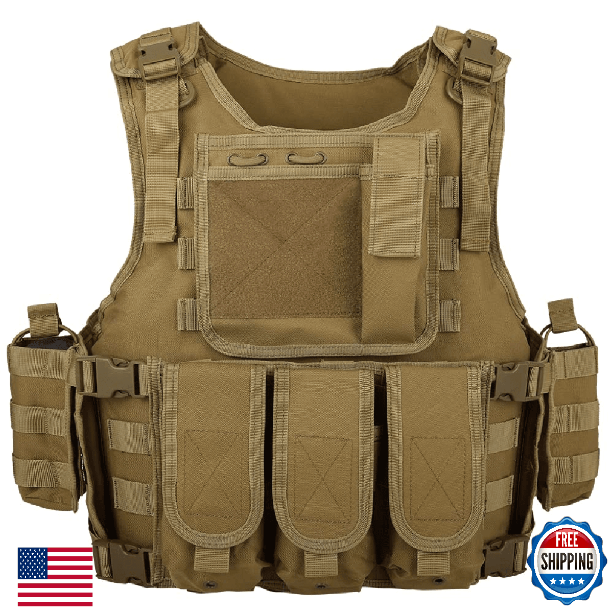 BOMTURN Tactical Airsoft Vest Upgrade Adjustable Modular Paintball Vest Outdoor - Image 1