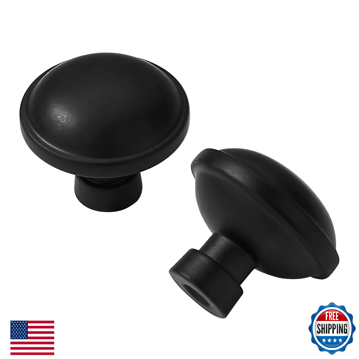 Khtumeware 10-Pack Large Cabinet Knobs Matte Black 1-3/4" Zinc Drawer Pulls