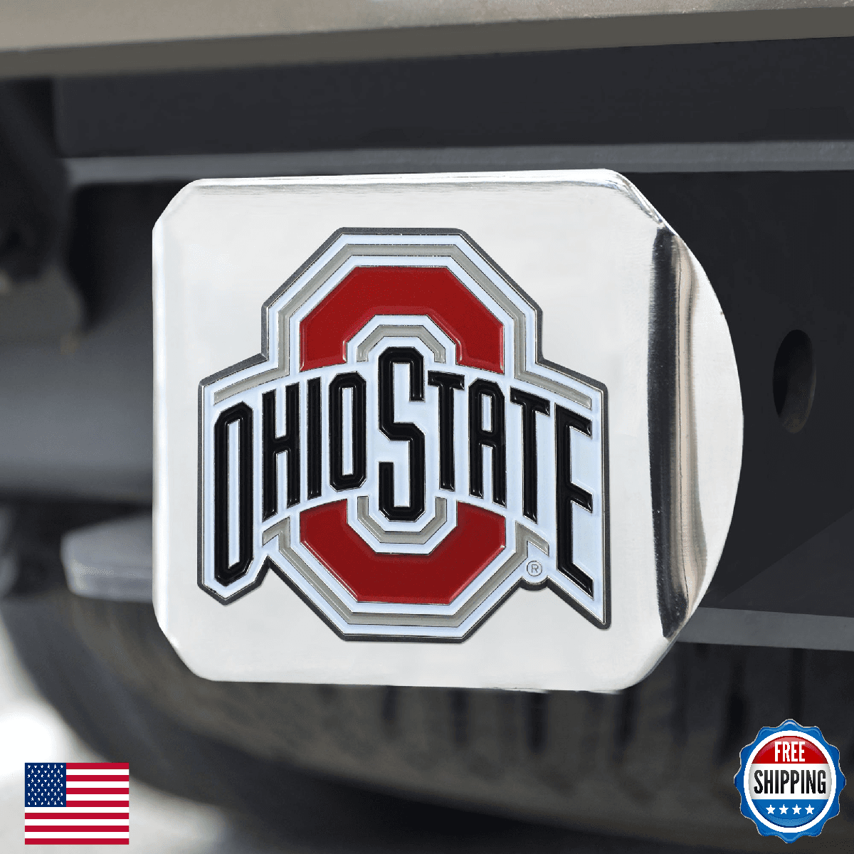 FANMATS Ohio State Buckeyes 3D Color Emblem 2" Hitch Cover - Image 1