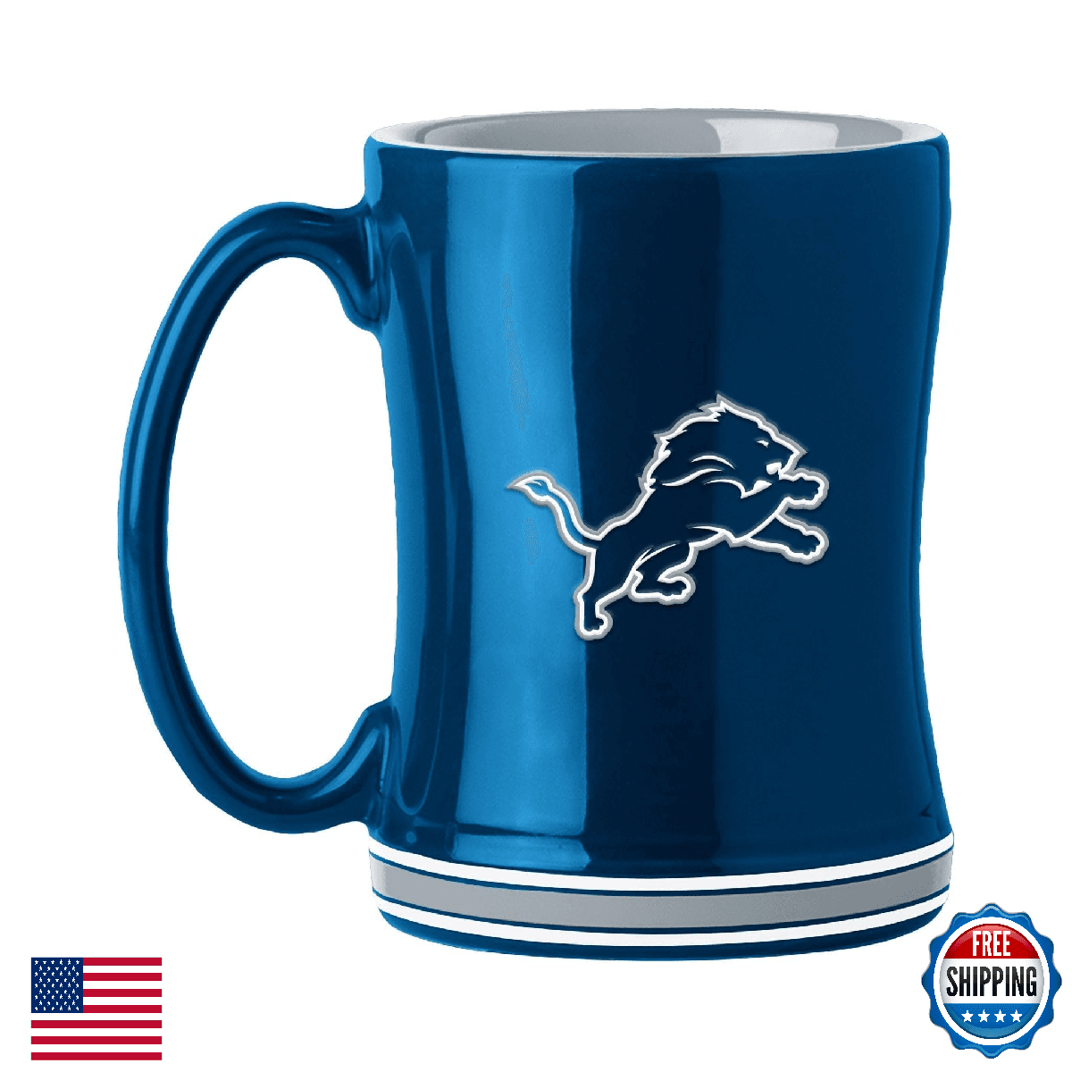 Detroit Lions 14oz Ceramic Relief Mug - 3D Logo NCAA Football Fan Gift - Image 1