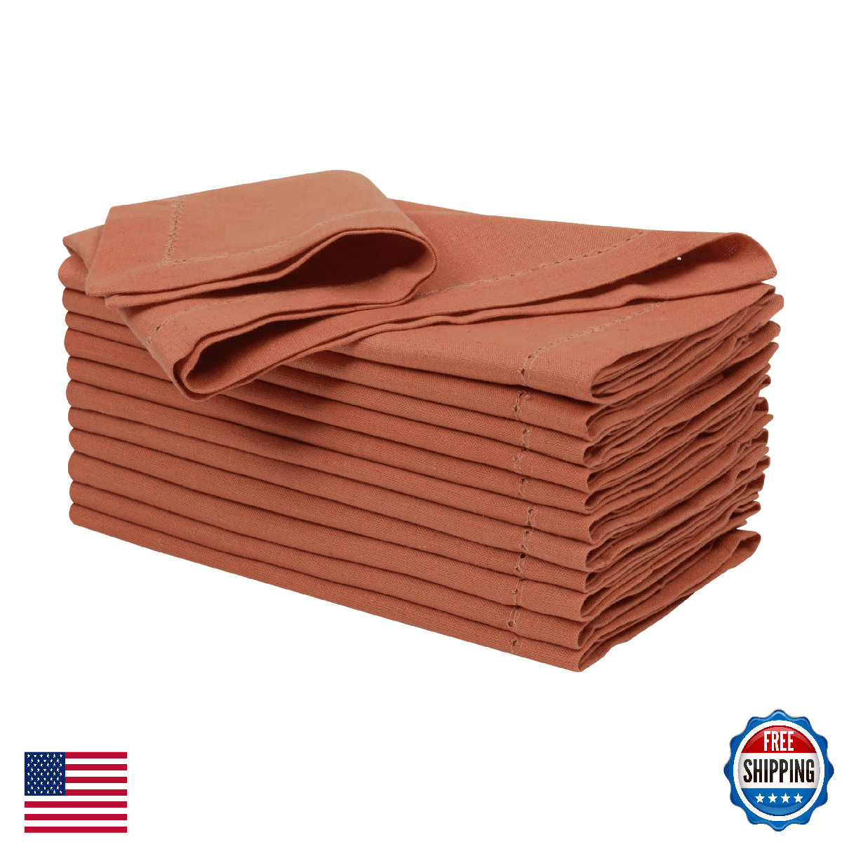 Ramanta Home Rust Cloth Dinner Napkin Set of 12-18x18 Inch, Premium Cotton Linen - Image 1