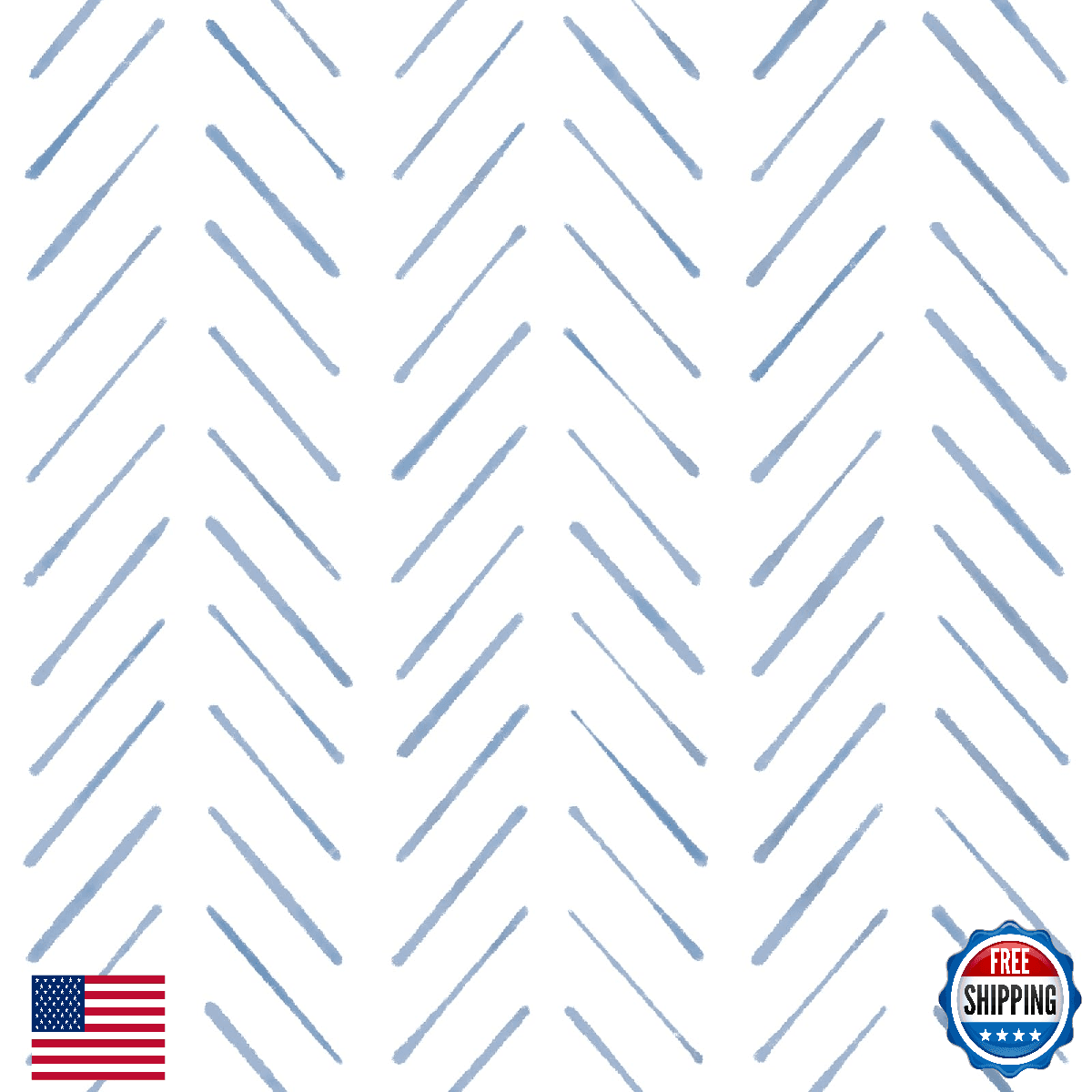 Peel and Stick Wallpaper Herringbone Striped Wallpaper 17.3"x393" White and Blue - Image 1
