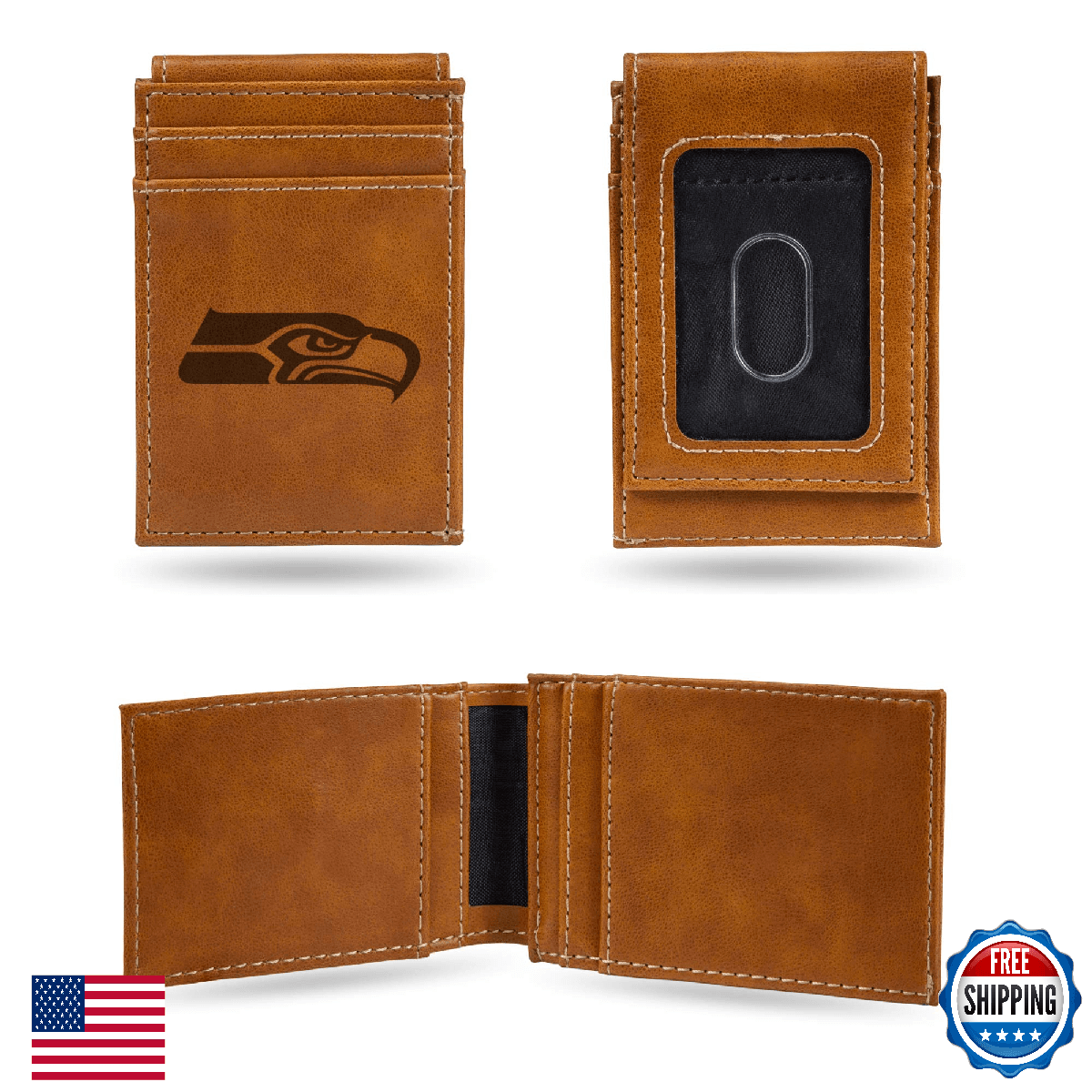 NFL Rico Industries Laser Engraved Front Pocket Wallet, Seattle Seahawks - Image 1