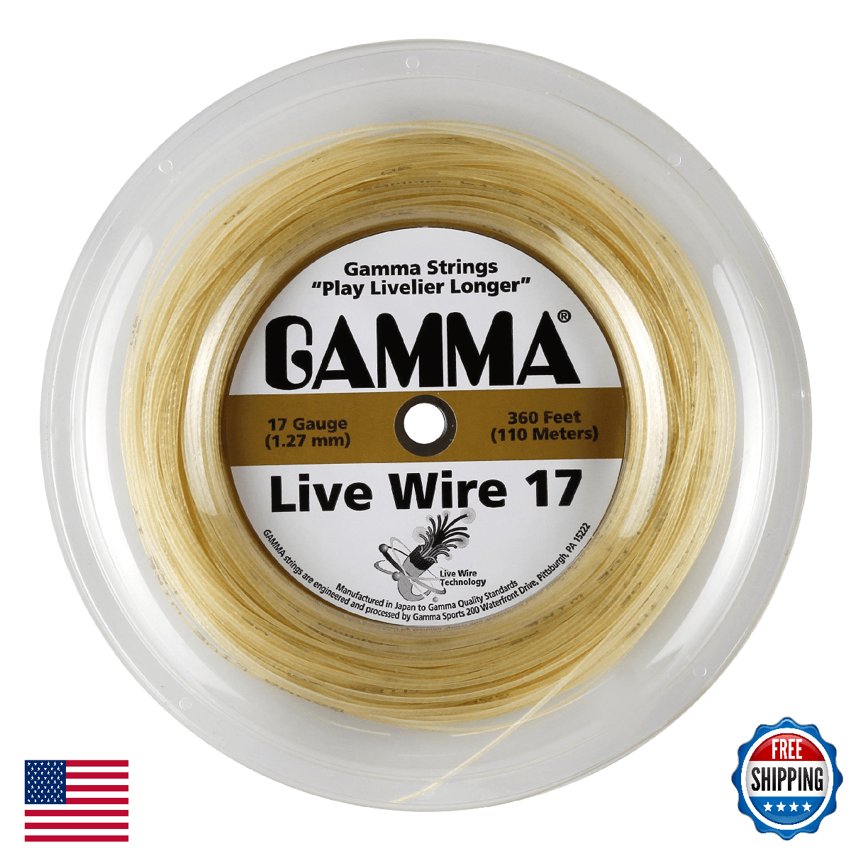 Gamma Sports Live Wire 16g Tennis String Reel - Natural - Image 1