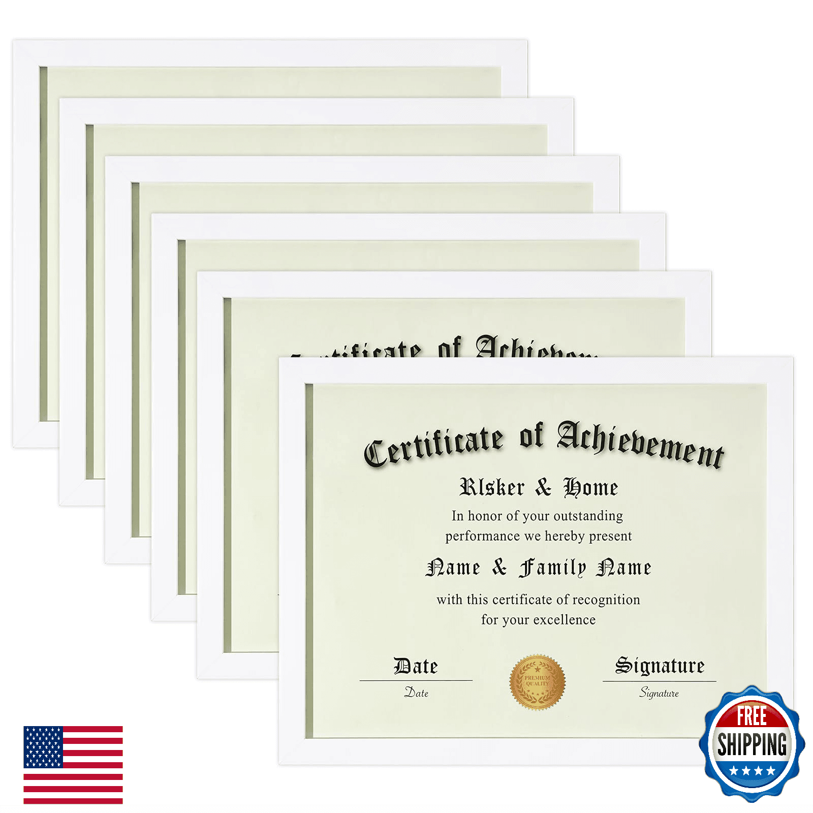 ELSKER&HOME 8.5x11 Picture Frame 6-Pack, White Certificate Document Award - Image 1