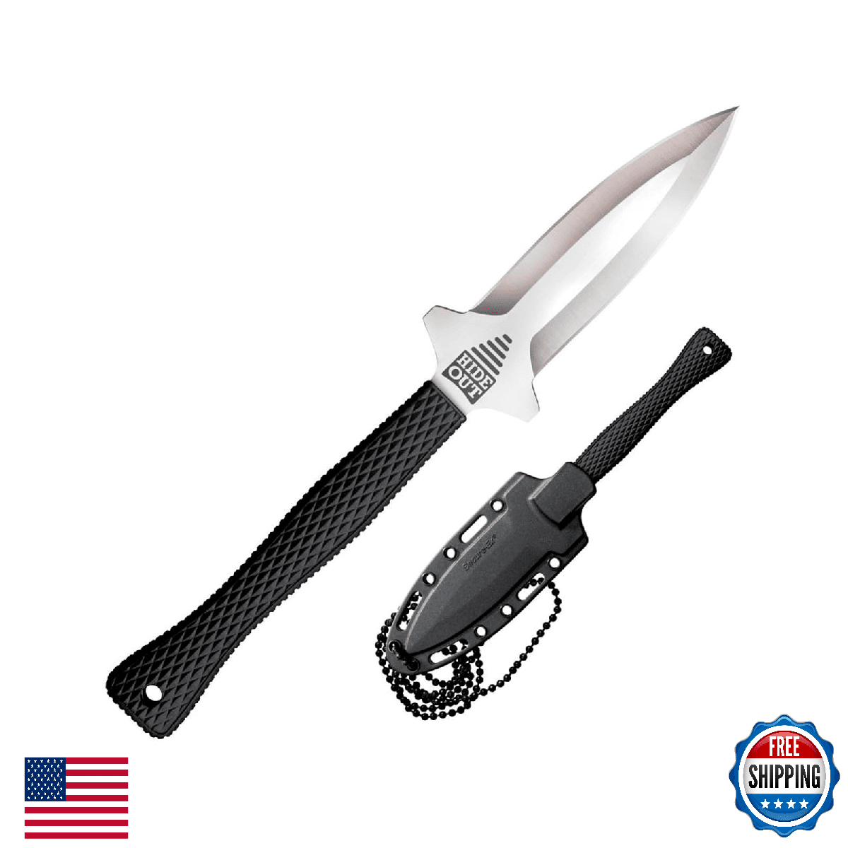Cold Steel Hide Out 3" Japanese AUS8A Steel Fixed Blade Spear Point Neck Knife - Image 1