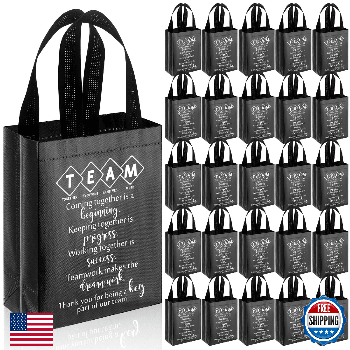Sweetude Reusable Gift Bags Handles Employee Appreciation Coworker Teacher 50 Bl - Image 1