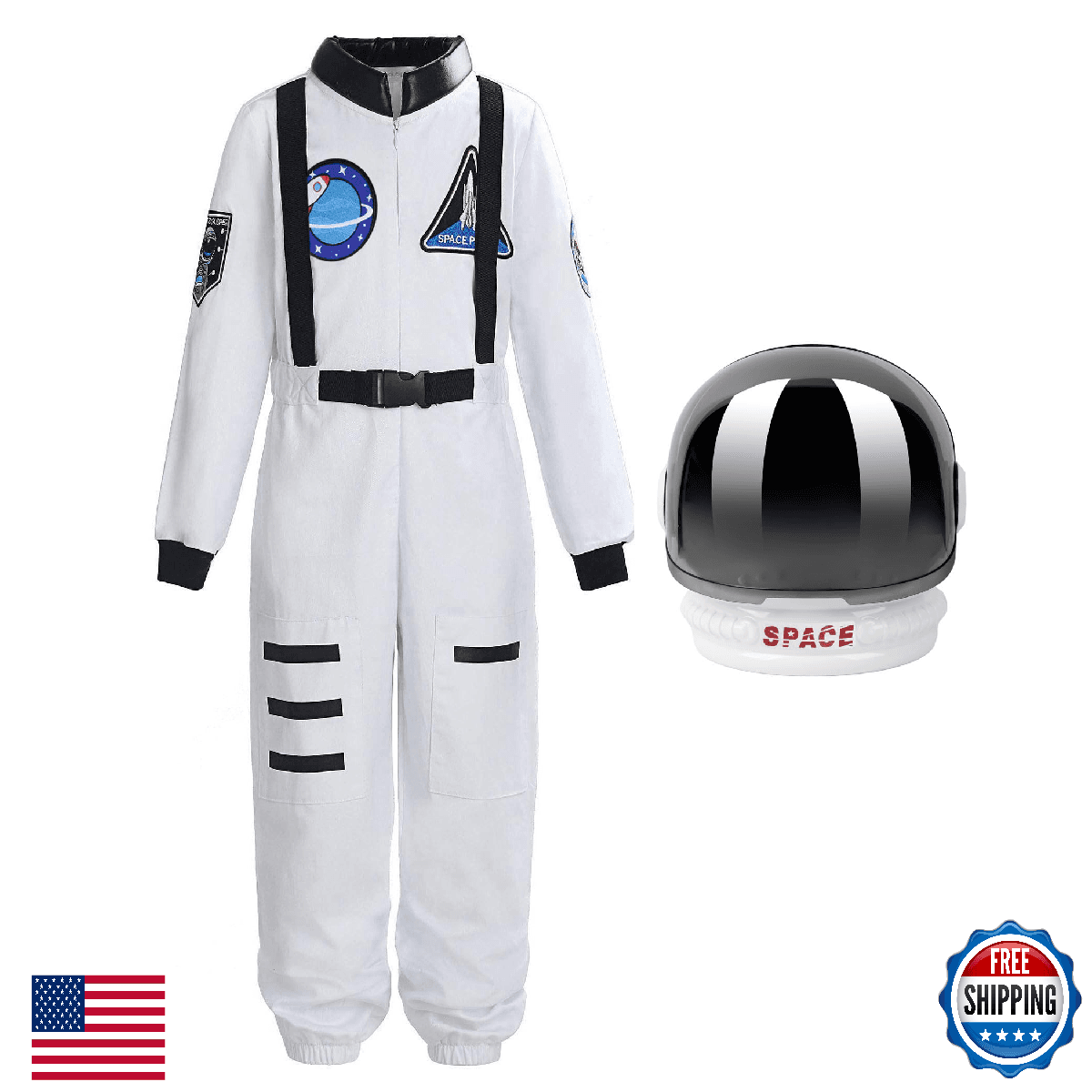 ReliBeauty kids girls boys Astronaut Costume with Space Helmet，6-7/110 - Image 1