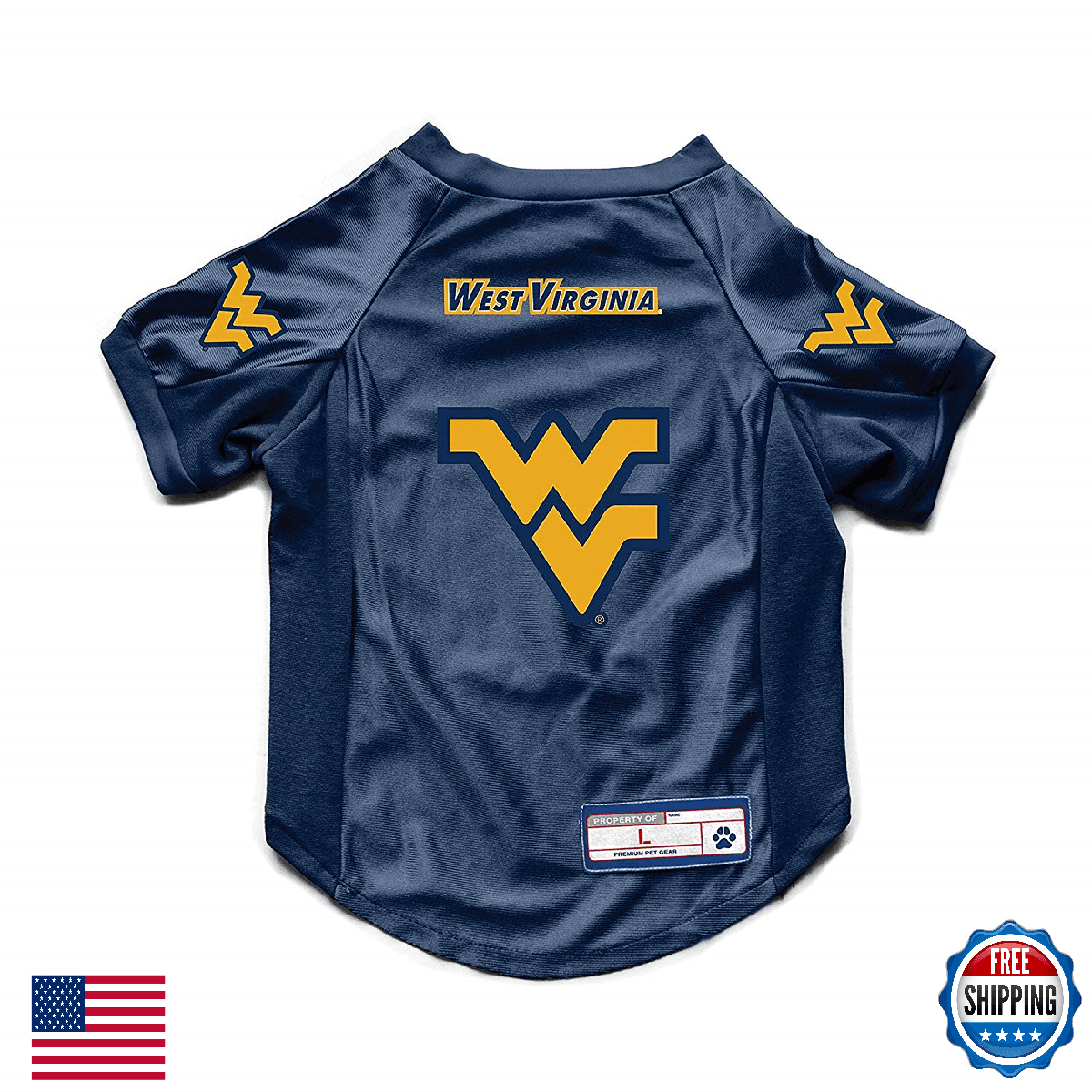 Littlearth West Virginia Mountaineers NCAA Stretch Pet Jersey - Image 1