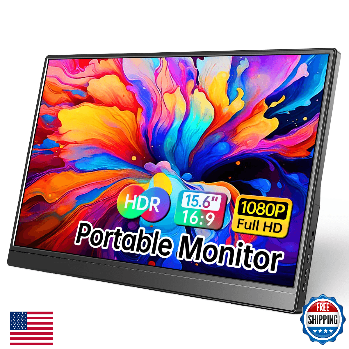 WCV 15.6" 1080P Portable Monitor USB-C HDMI Ultra-Slim Travel Display - Image 1