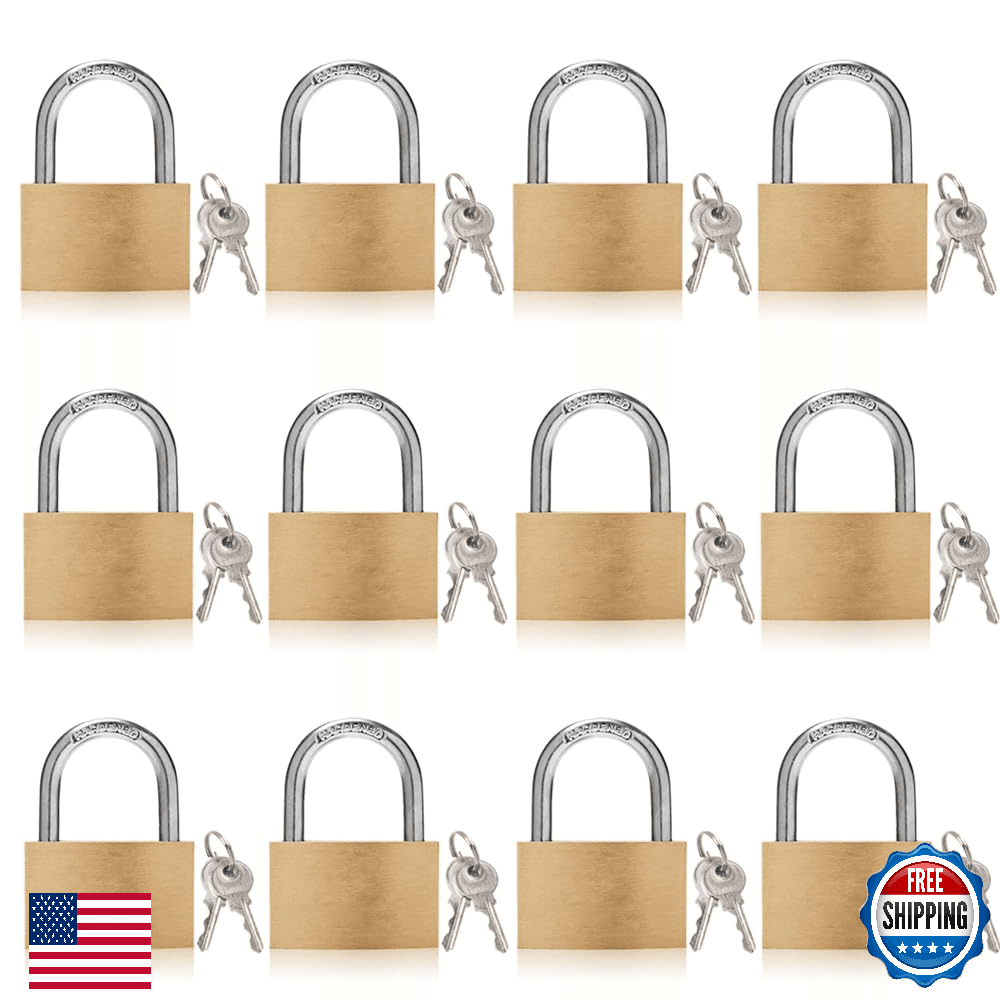 Thin Solid Brass Keyed Padlock Keyed Different Locks-40mm-12pack - Image 1