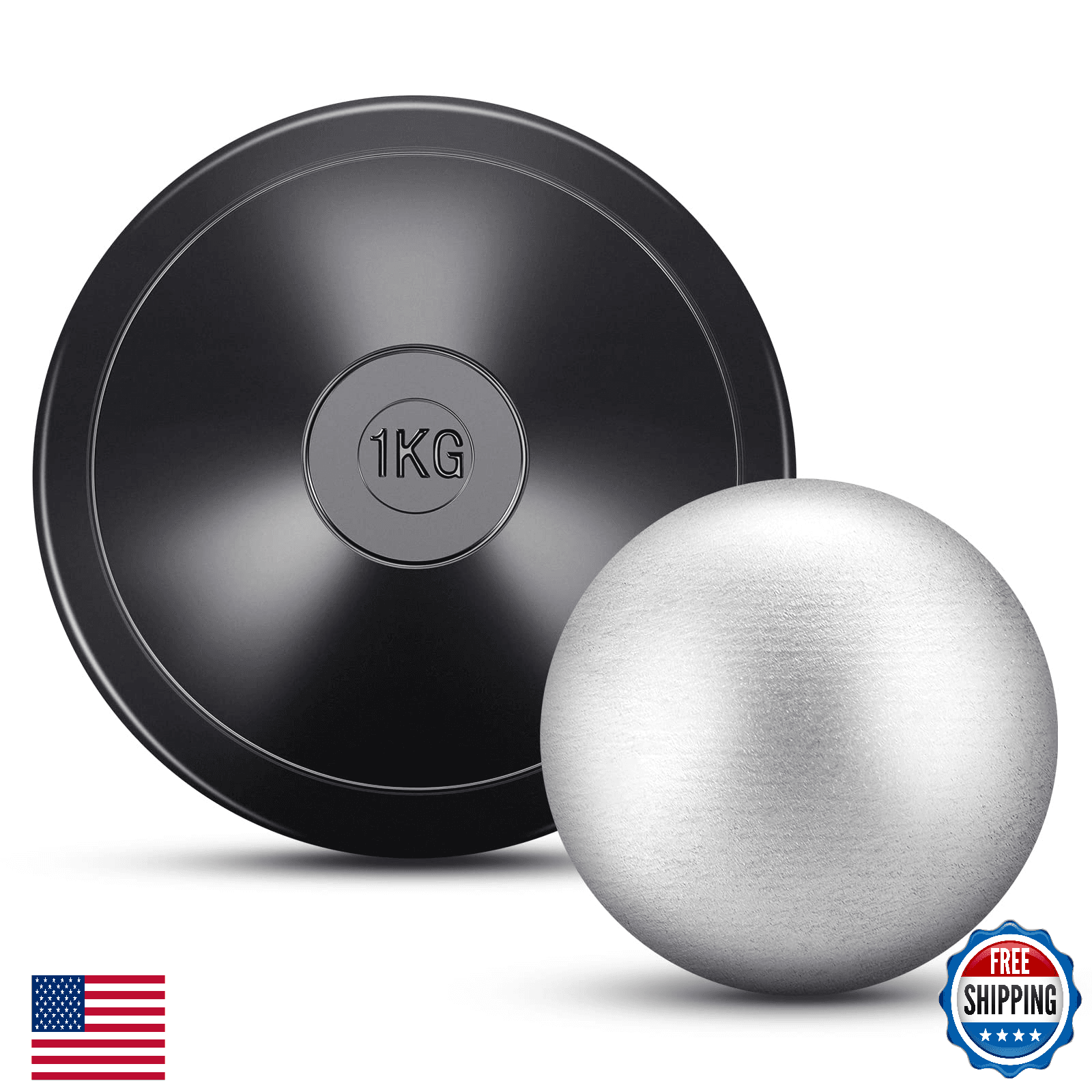 Deekin 2 Pcs Shot Put & Discus Set - 1kg Rubber Ball for School Track & Field - Image 1