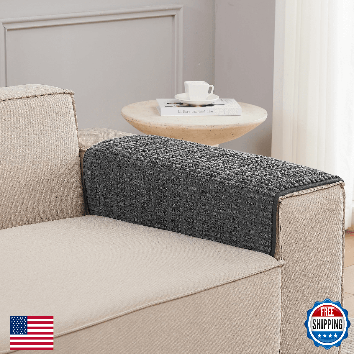 Meider Sofa Armrest Cover Couch Arm Cover Armchair Covers, 2pcs 26x30 inch Anti- - Image 1