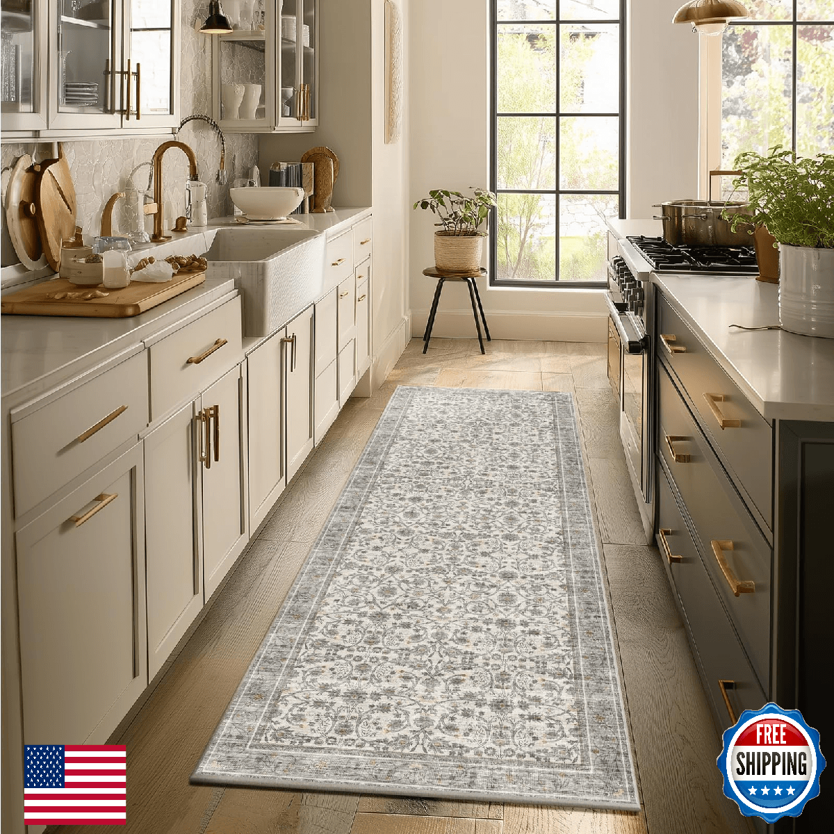 NoiFamo 2'x6' Washable Runner Rug Utral Soft Lightweight Vintage Boho Distressed - Image 1
