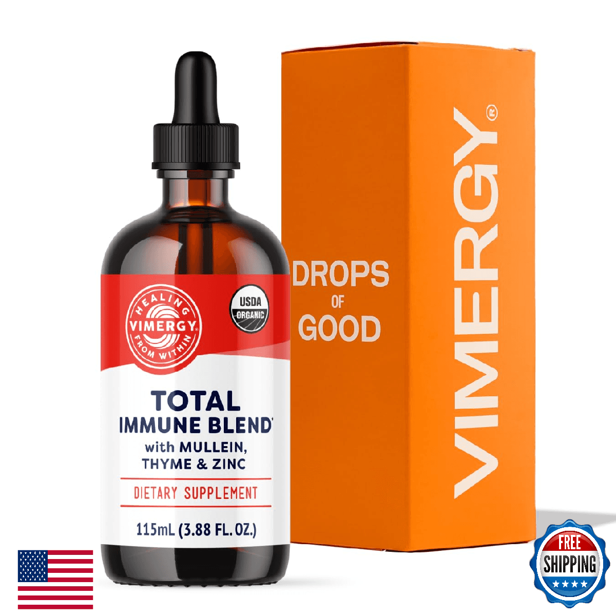 Vimergy USDA Organic Total Immune Blend Liquid Supplement Zinc Thyme 57 Servings - Image 1