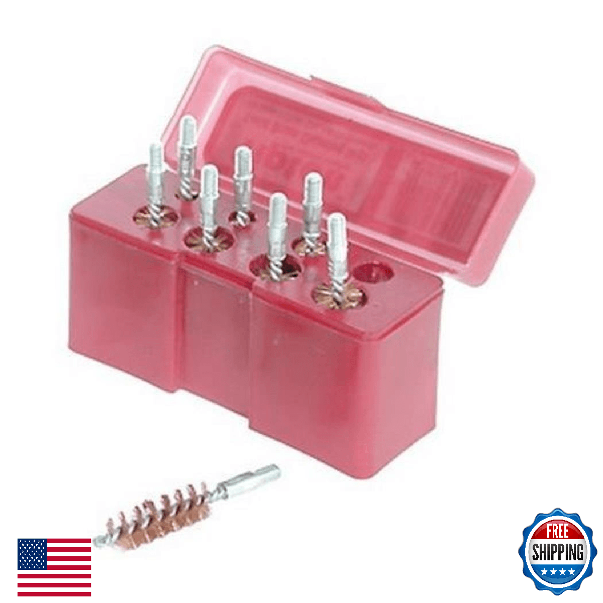 Tipton 8-Piece Bronze Handgun Bore Brush Set .22-.45 Caliber Cleaning Kit - Image 1