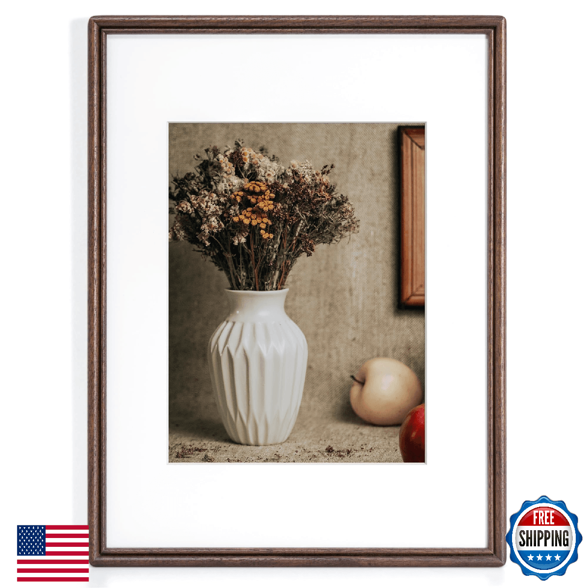 12X16 Picture Frame, Natural Solid Walnut Wood Picture Frame with High Tempered - Image 1