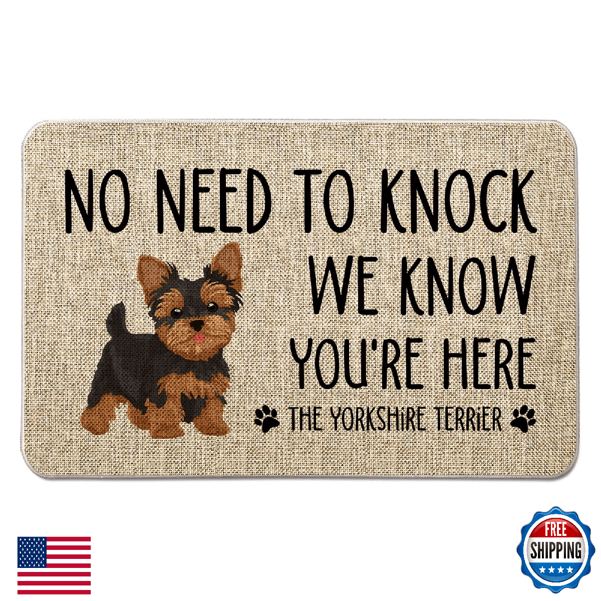 QIONG MENG Dog Door Mat Yorkshire Terrier Welcome Doormats No Need to Knock We K - Image 1