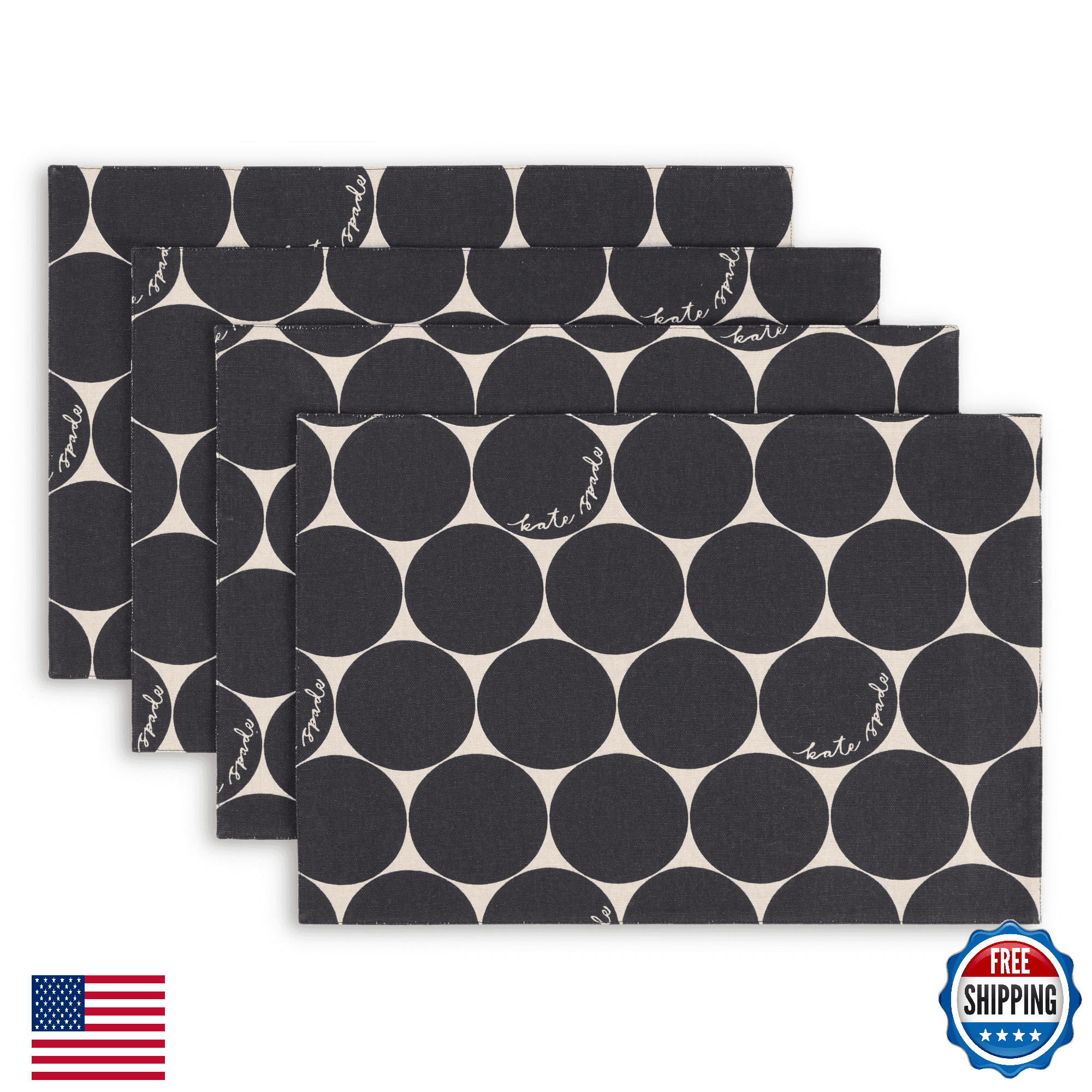 Kate Spade New York Joy Dot Placemats 4-Pack Set, Reversible, 100% Cotton - Image 1