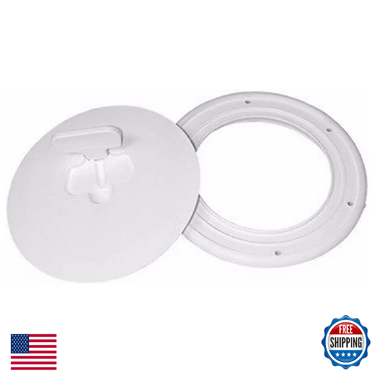 T-H Marine 6" Cam-Out Deck Plate - Polar White - Quick Release, Watertight - Image 1