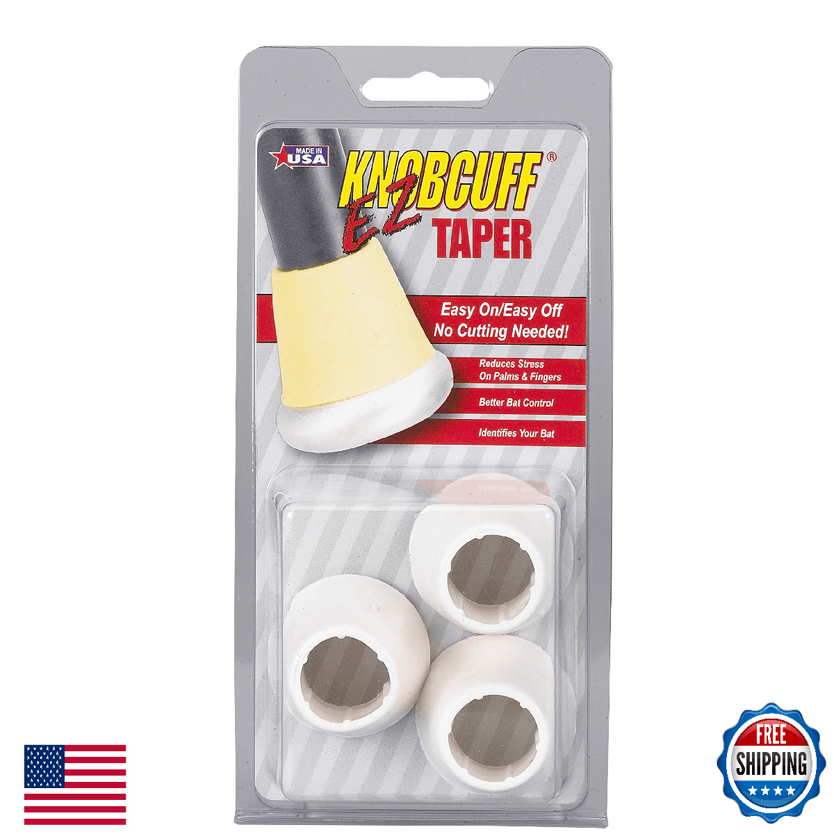 Markwort Knob Cuff Taper Grip - 3 Pack White for Baseball Bat Comfort - Image 1