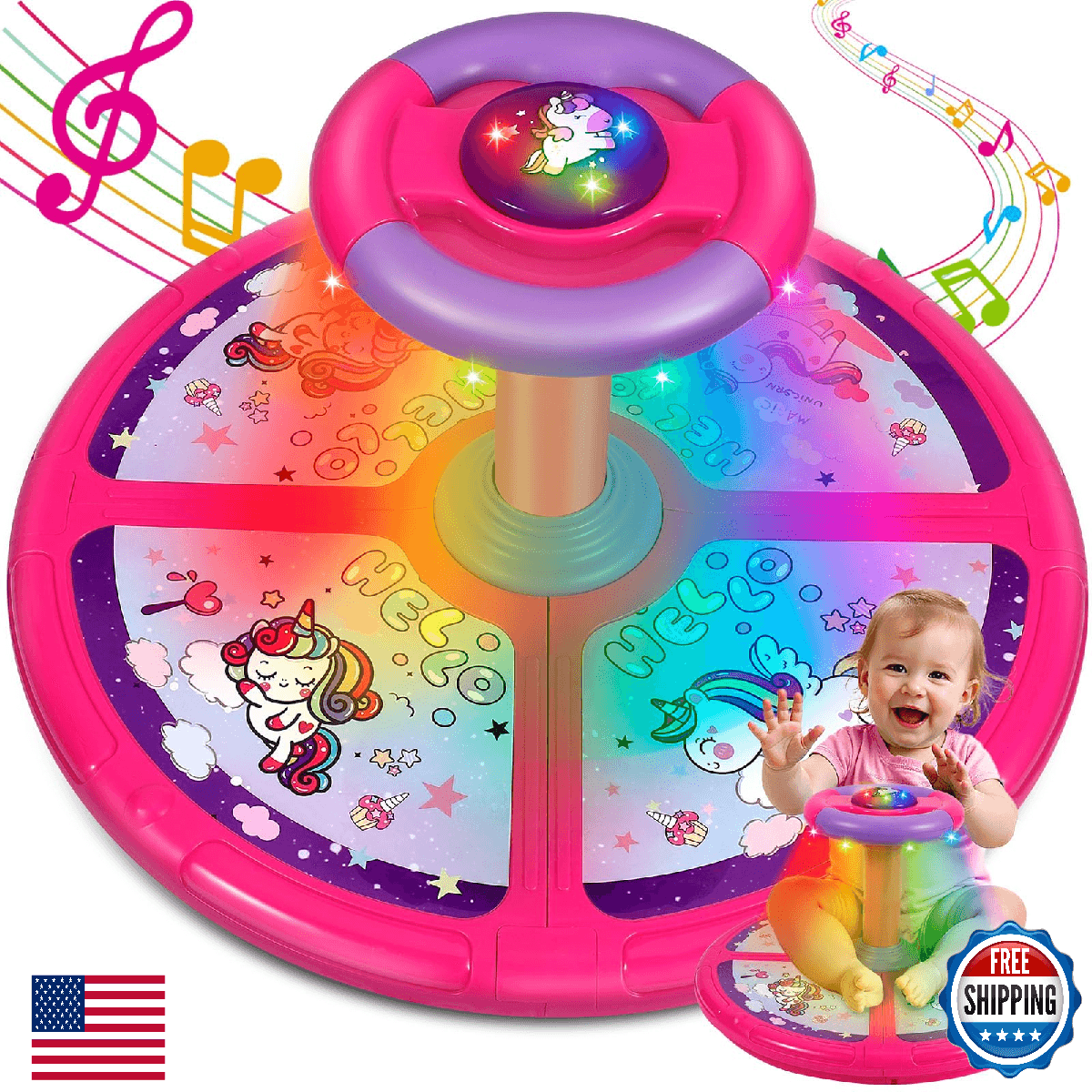 Sumapner Unicorn Sit and Spin Toys for Toddlers, Extra Large Size, Christmas Bir - Image 1