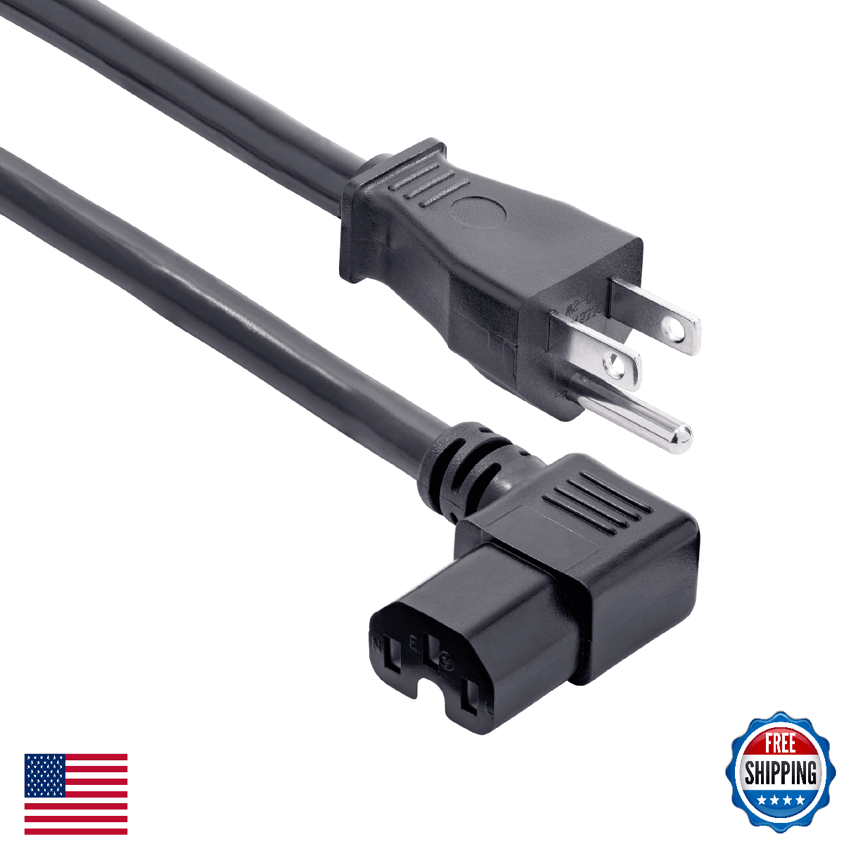 StarTech 8ft Heavy Duty Power Cord NEMA 5-15P to RT Angle C15 15A 125V 14AWG - Image 1