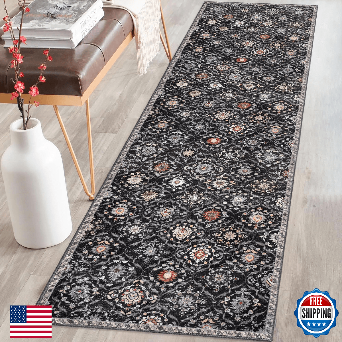 KILOCOCO 2x8 Moroccan Runner Rug, Washable, Non-Slip, Super Soft Hallway Accent - Image 1