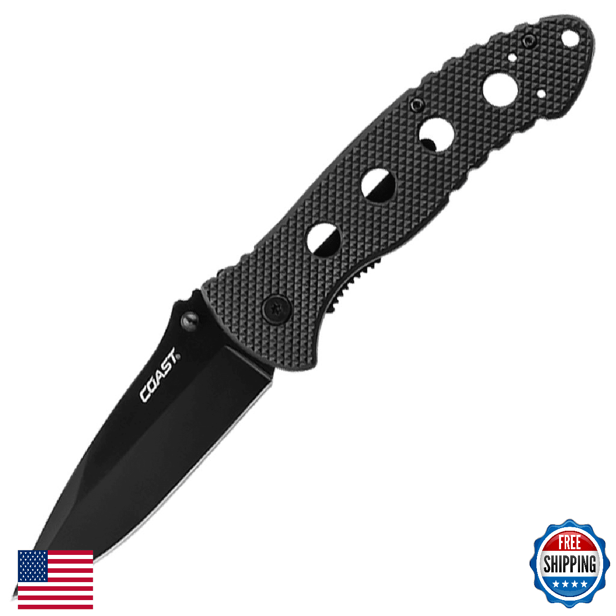 COAST DX340 DOUBLE LOCK Folding Knife - 3.5" 7Cr17 SS Blade, Tactical - Image 1