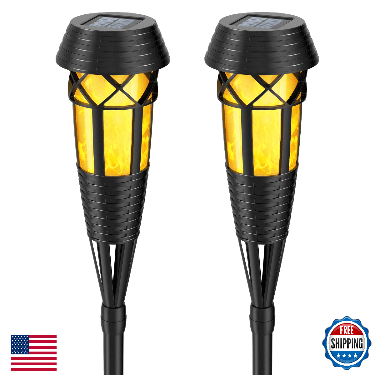Evelynsun Flickering Flame Solar Torch Light Outdoor Garden Landscape Waterproof - Image 1