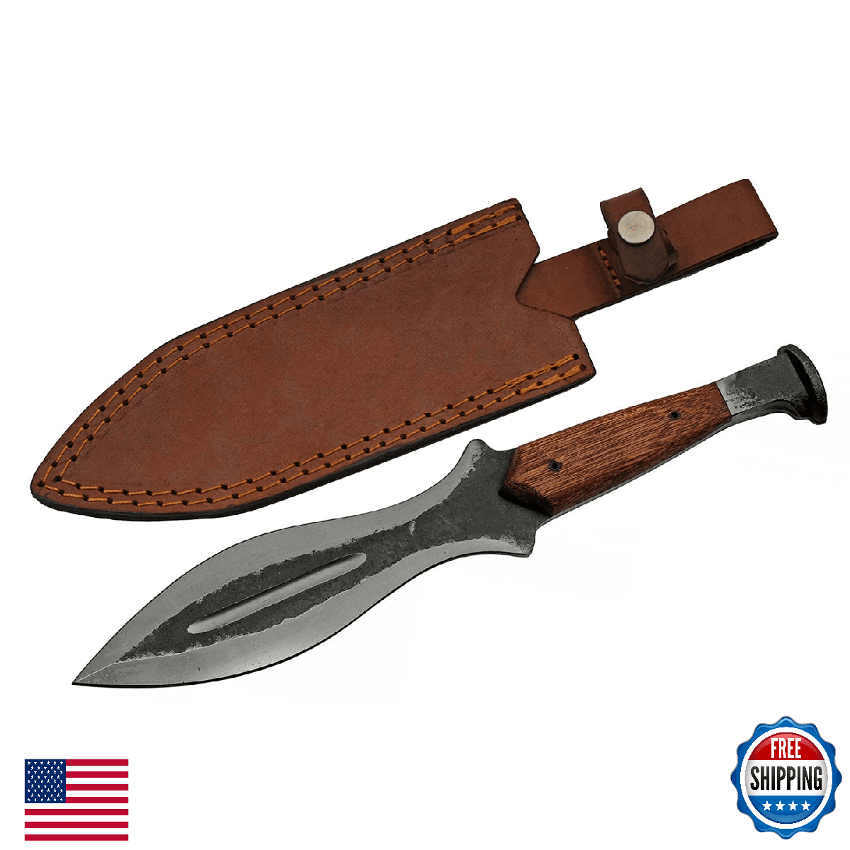 SZCO Supplies 13" Railroad Spike Full Tang Spear Point Hunting Knife w/ Sheath - Image 1