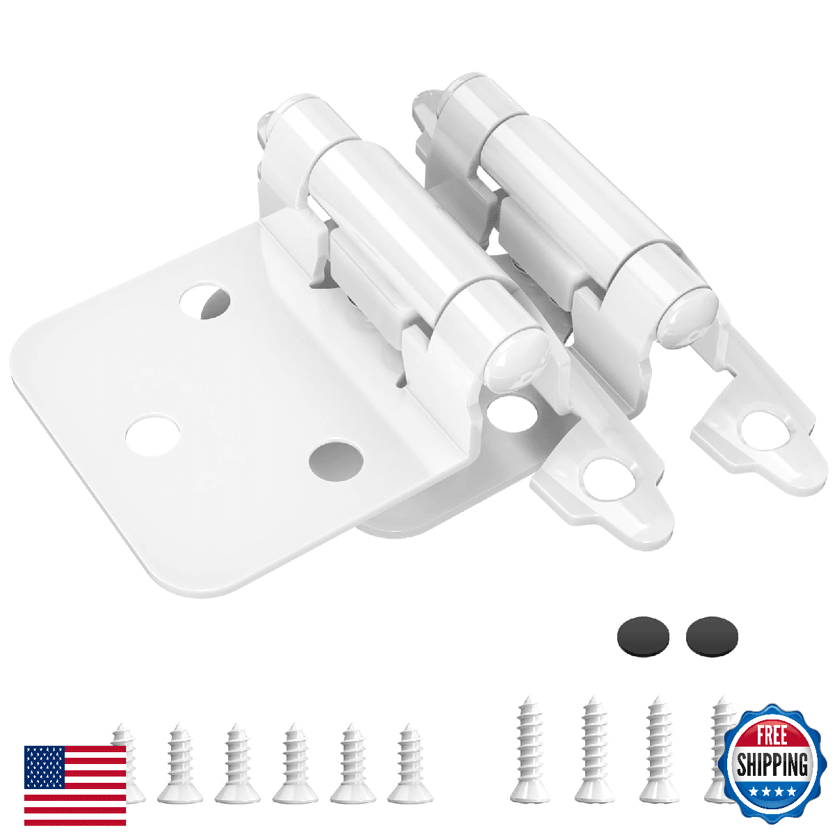 Chibery 20x 1/2" Overlay Self-Closing Cabinet Hinges + Bumpers - White Durable - Image 1