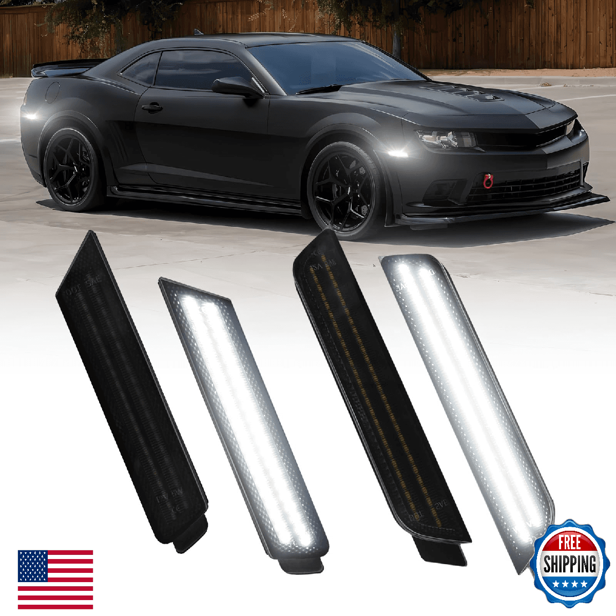 AUTOONE LED Side Marker Lights White Compatible With 5th Gen Chevrolet Camaro 20 - Image 1