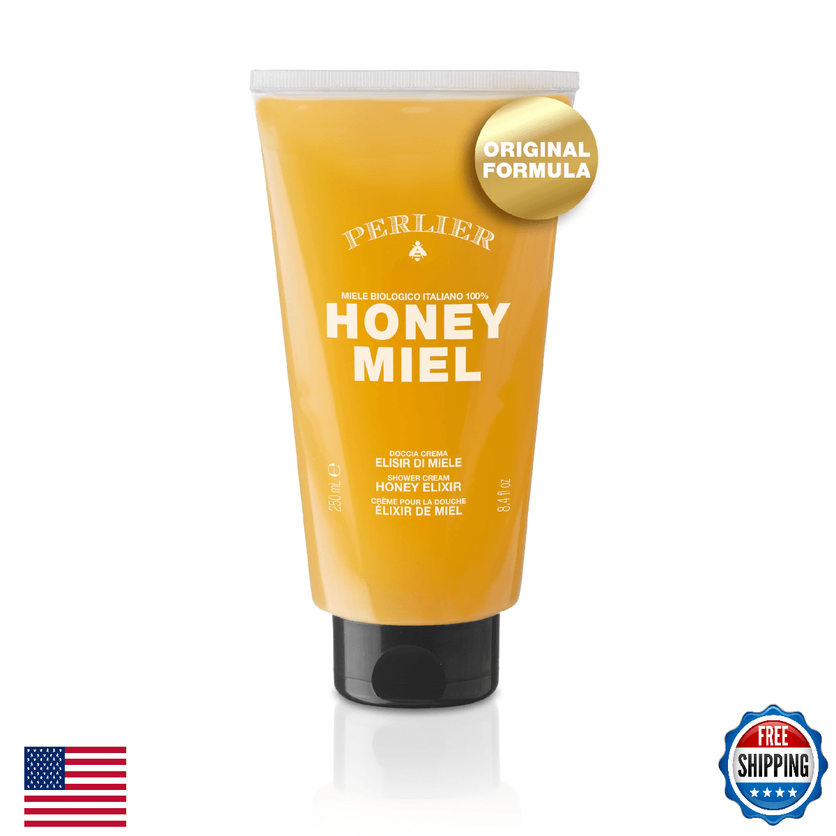 Perlier Sweet Honey Miel Shower & Bath Cream - Nourishing & Soothing Luxury Bath - Image 1