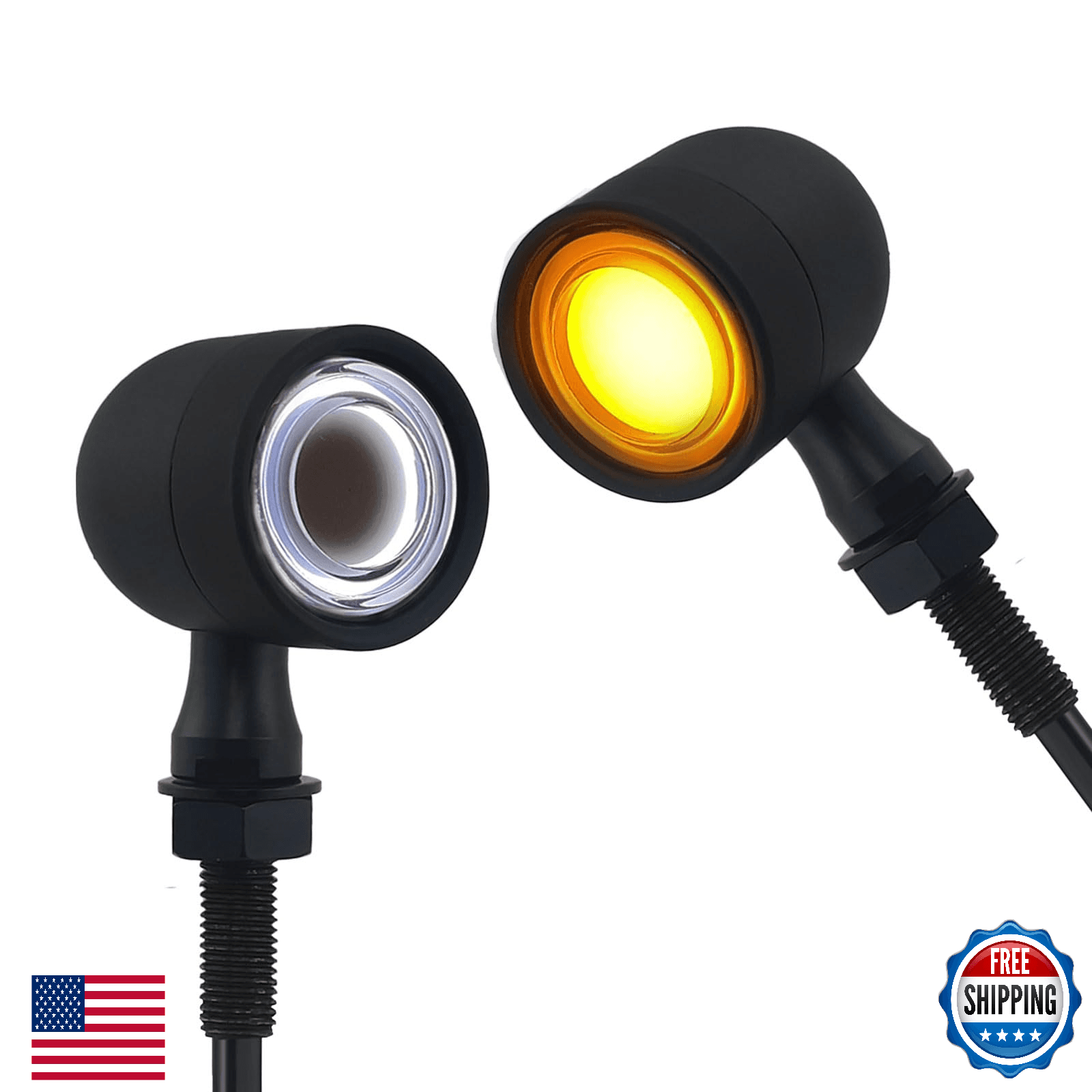 Motorcycle Turn Signals LED Front Lights 2 PCS, Vintage 40 LEDs Switchback White - Image 1