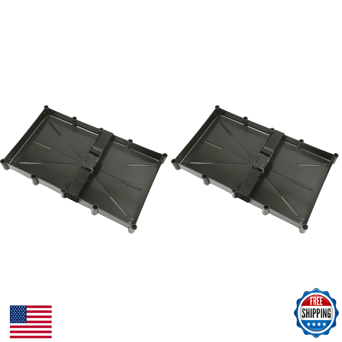 SEACHOICE Battery Tray Narrow 31 Series Black Pack of 2 - Image 1