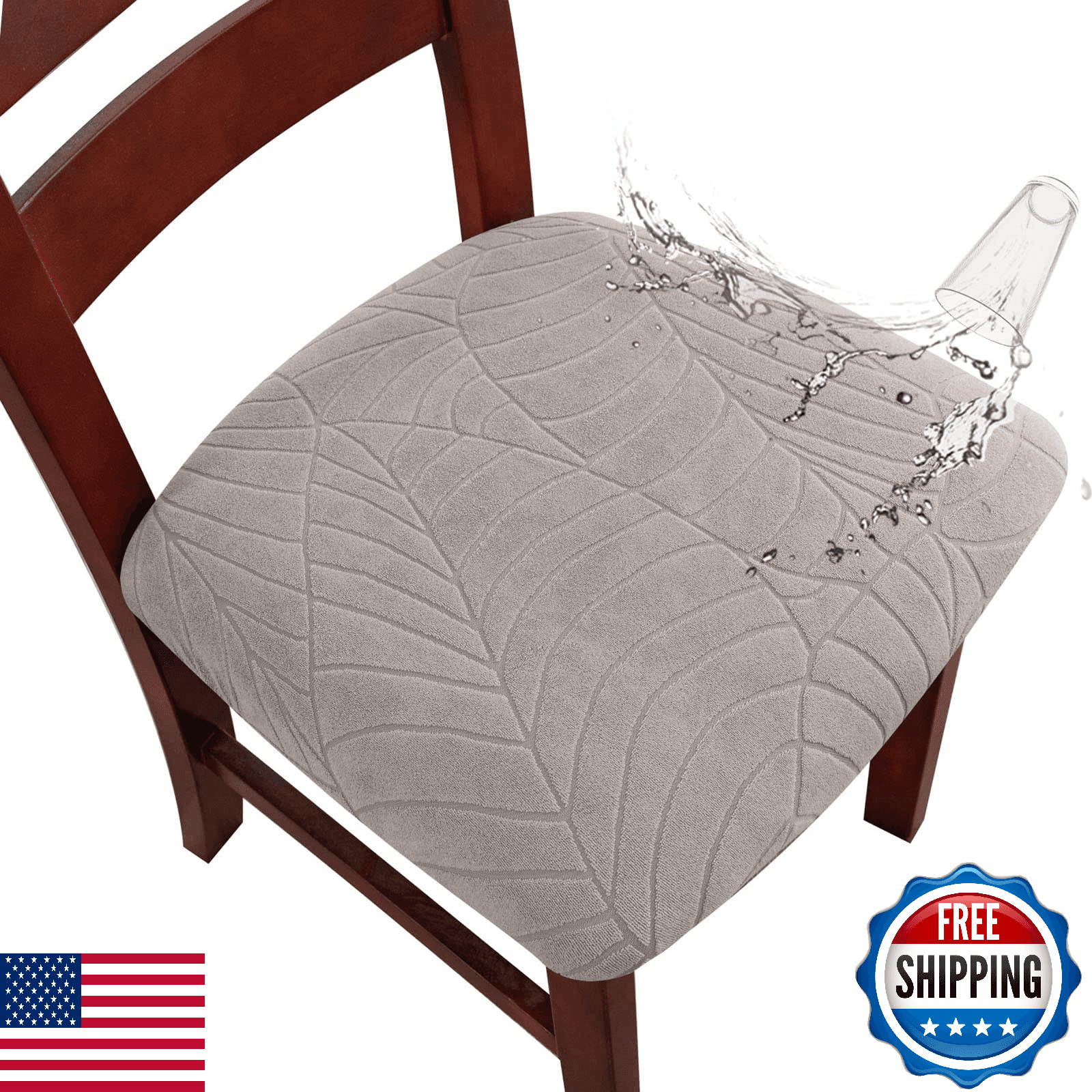 Genina Waterproof Dining Chair Seat Covers, Stretch Removable Washable - Image 1