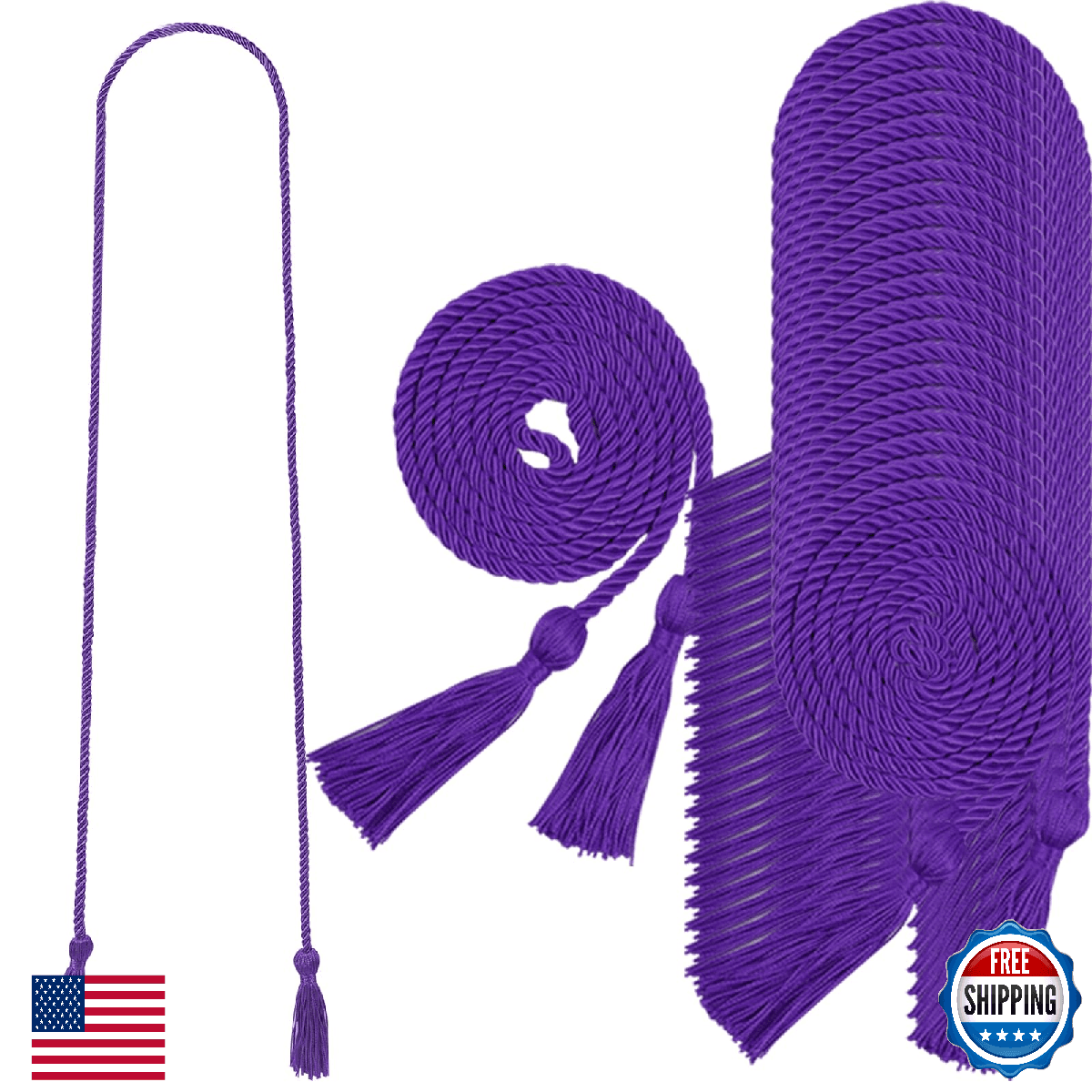 24 pcs Graduation Honor Cords 68" Grad Braided Honor Cord with Tassel Honor Rope - Image 1