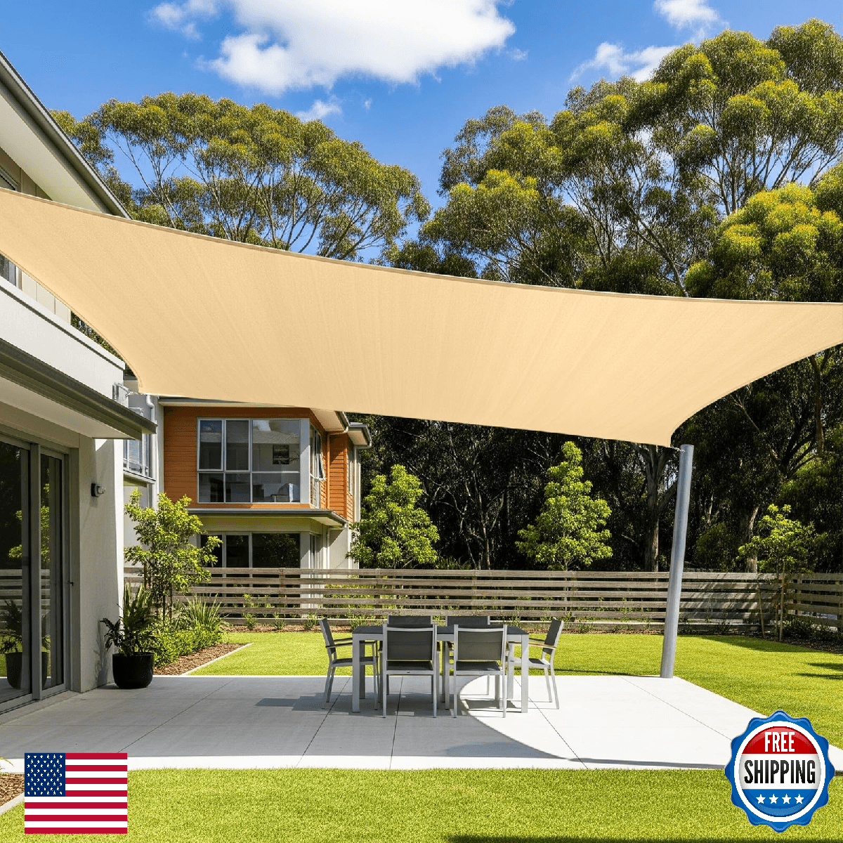Cool Area Sun Shade Sail 12x12FT Rectangle Shade Canopy Outdoor Sunshade for Pat - Image 1