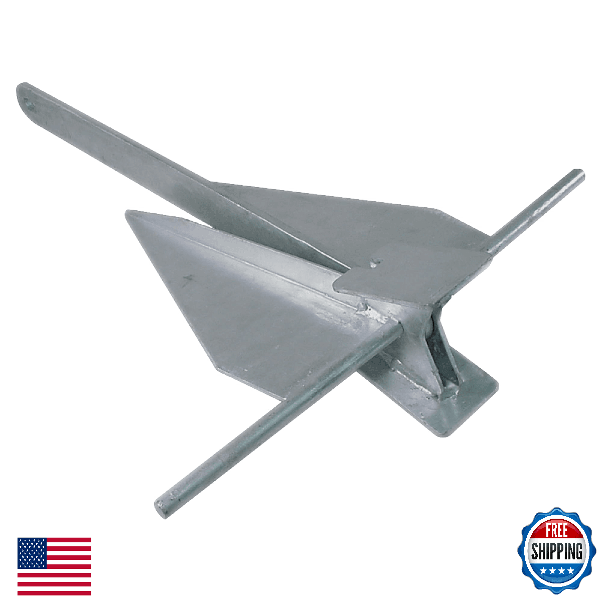 SeaSense Galvanized Fluke Anchor - Saltwater Pontoons, Bass Boats, Fishing - Image 1