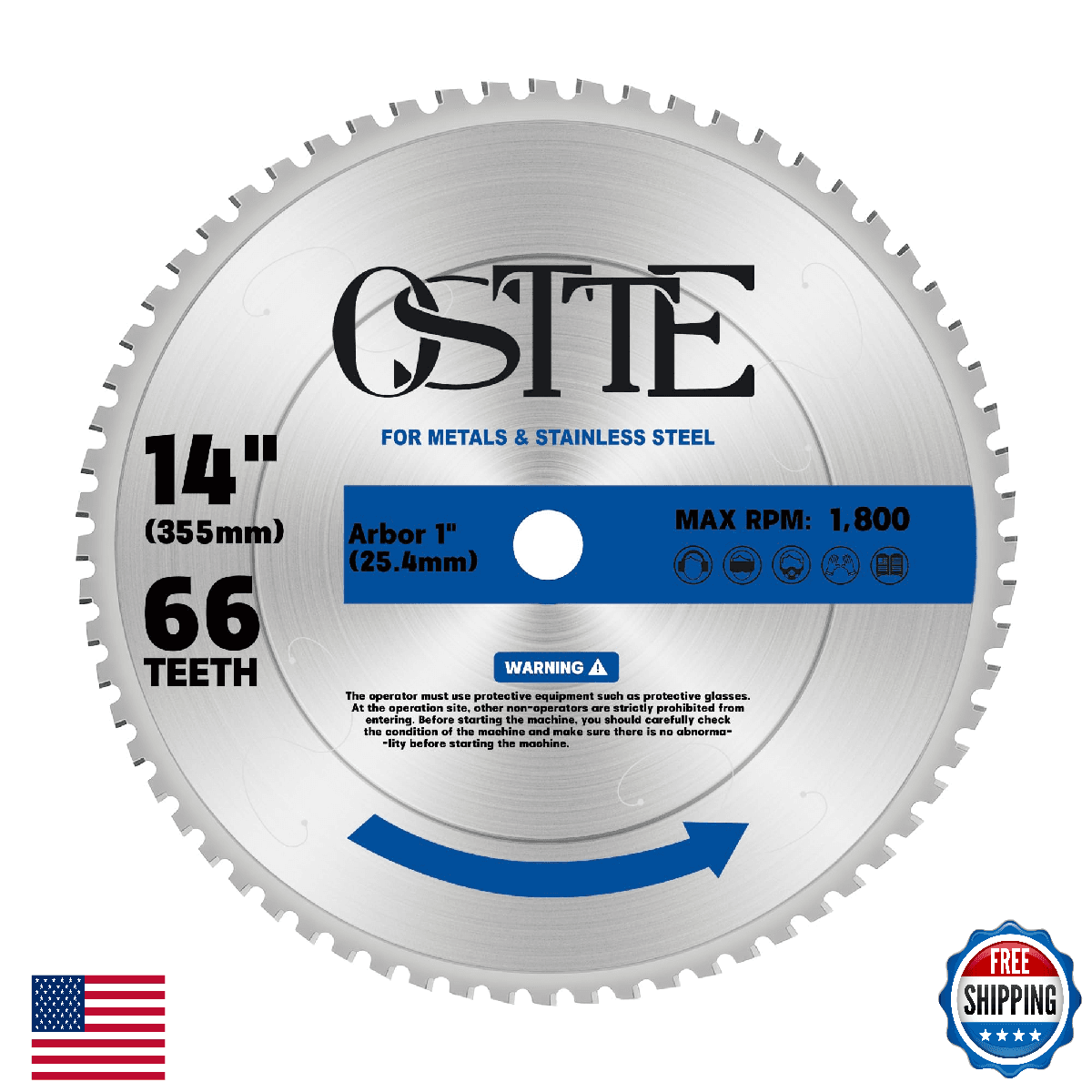OSTTE 14-Inch Metal Steel Cutting Saw Blade, 14 Inch Chop Saw Blade 66-Tooth wit - Image 1