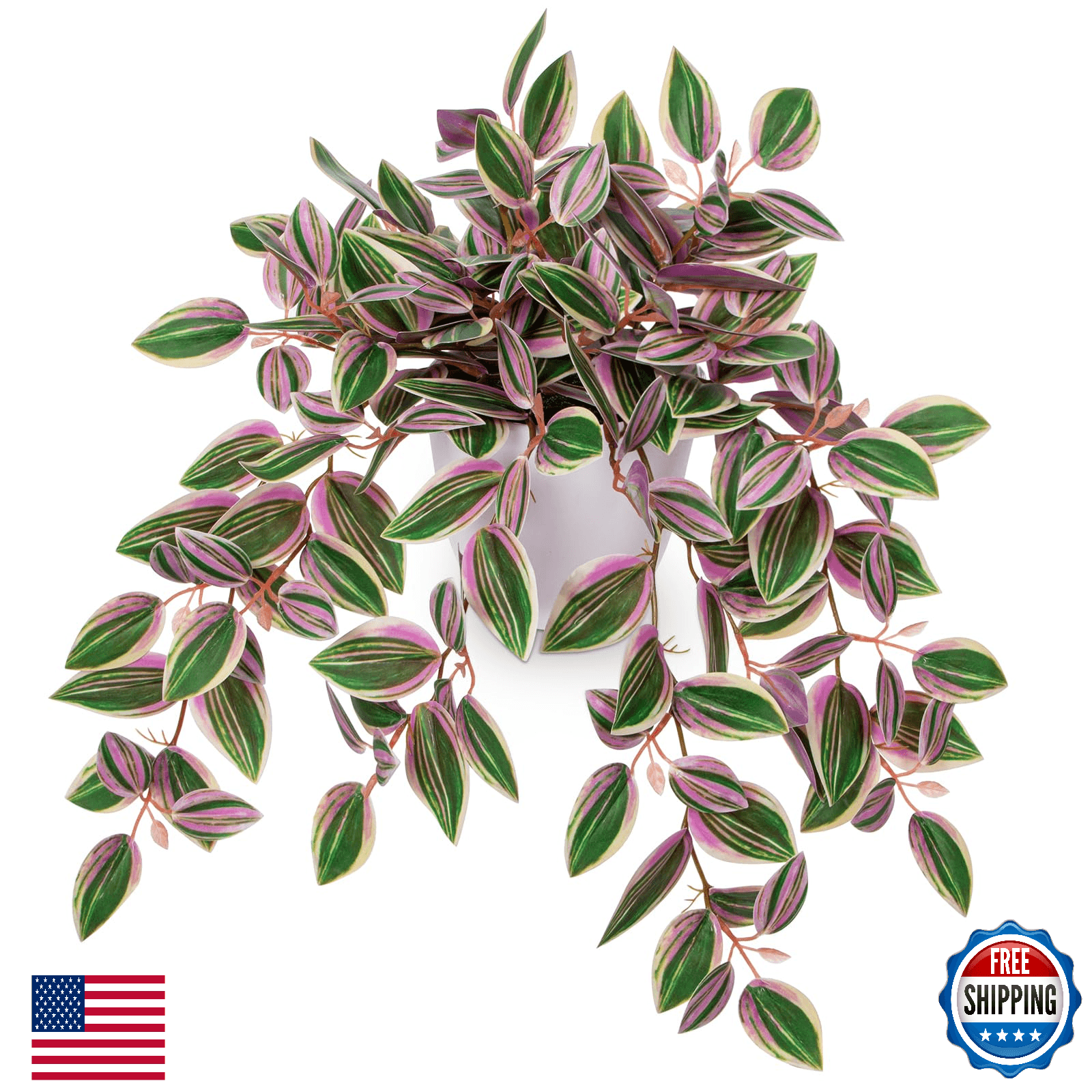 Briful Faux Potted Watermelon Peperomia Plant, 17.7" Tall, Realistic Indoor Deco - Image 1