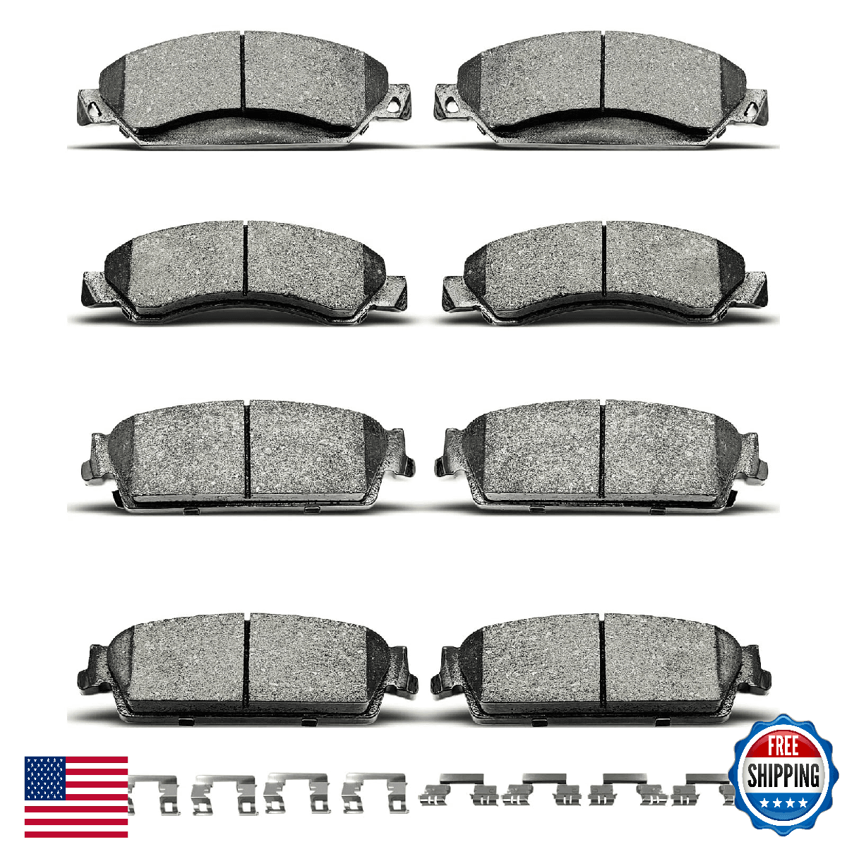 D1092 D1194 8pcs Ceramic Front Rear Brake Pads Set With Clips Fit For Cadillac E - Image 1