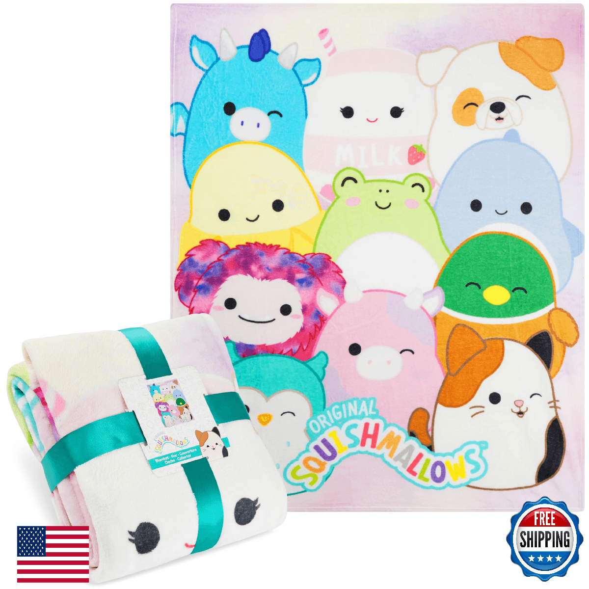 Get Trend Squishmallows Fleece Throw Blanket, Soft Cozy 59 x 51 Inch, Lightweigh - Image 1