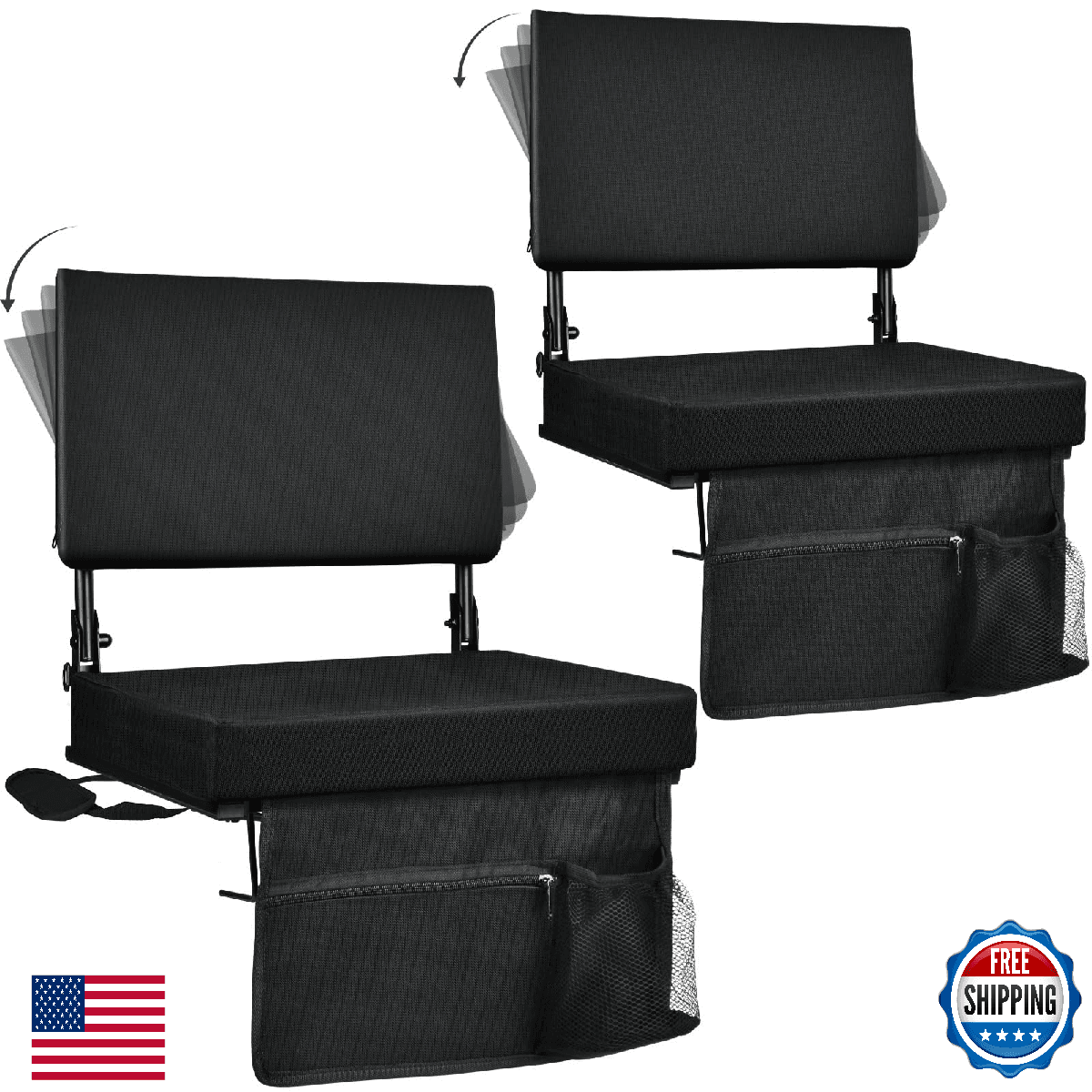 VSTKEN Stadium Seat with Back Support, Padded Ergonomic Back, Cushion Wide, Port - Image 1