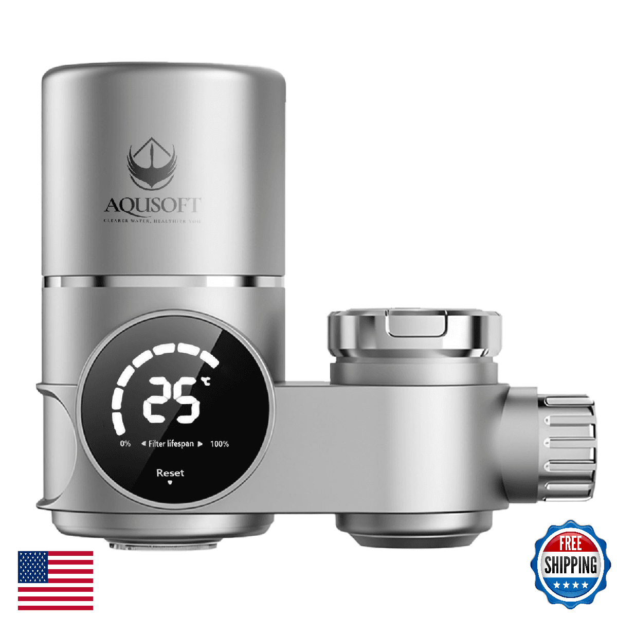 AQUSOFT Faucet Mount Water Filter - LED Sink Water Filter | 99% Filtration New 2 - Image 1