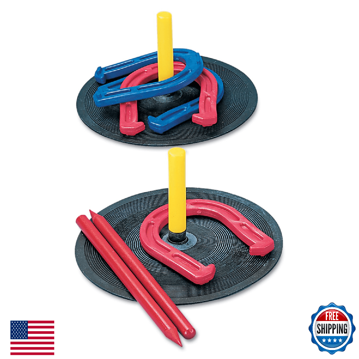 Champion Sports Indoor Outdoor Horseshoe Set - Red - Image 1