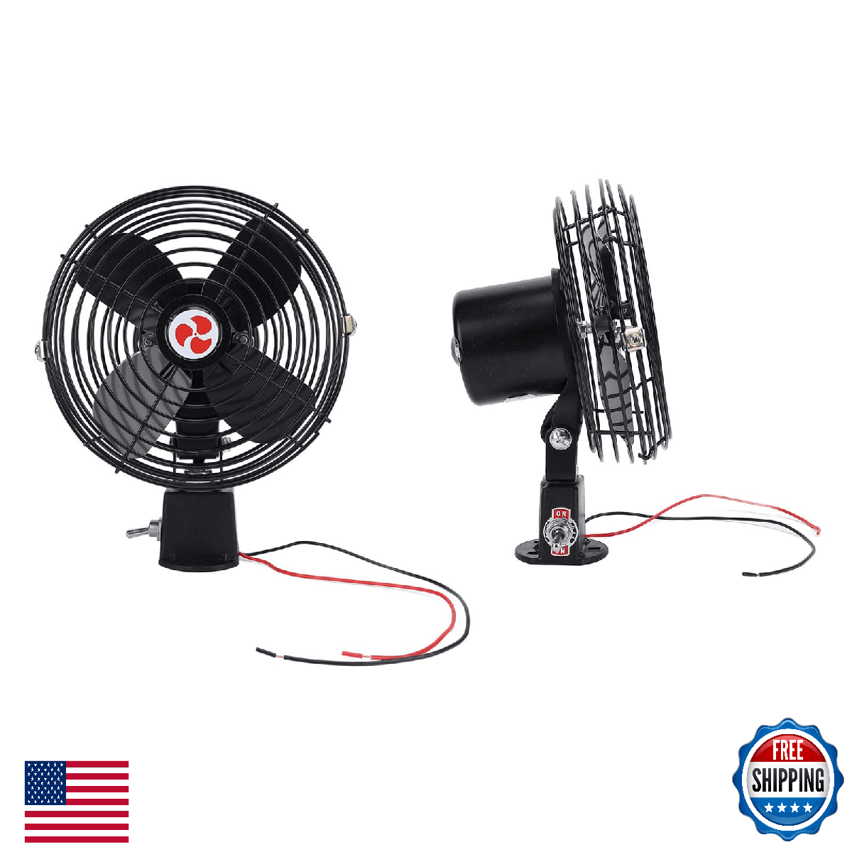 Aramox 12V RV Quiet Cooling Fan 2 Speed Switch Heavy Duty Metal Car Fan for Truc - Image 1