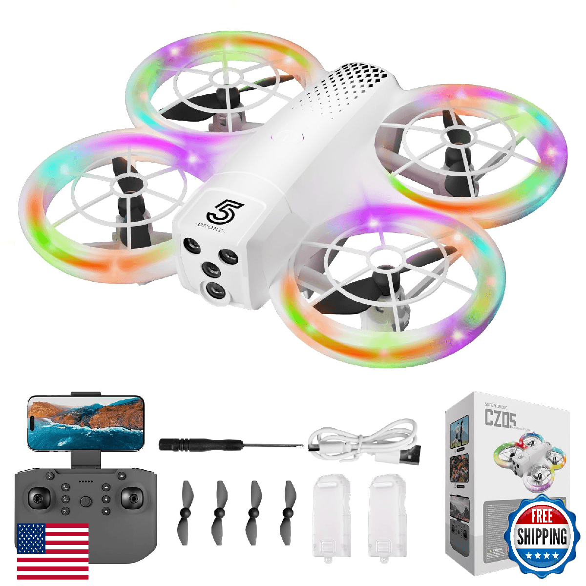 Mini Drone for Kids and Beginners With Cool LED Light - Drone with Camera 1080HD - Image 1